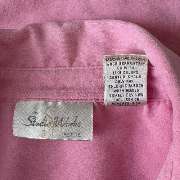 Studio Works Pink Lightweight Jacket Petite Large Button Down Spring Long Sleeve - Picture 3 of 16